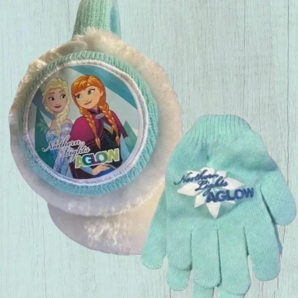 Disney Frozen Northern Lights Aglow Earmuff Gloves Set Elsa Anna Girls Winter
